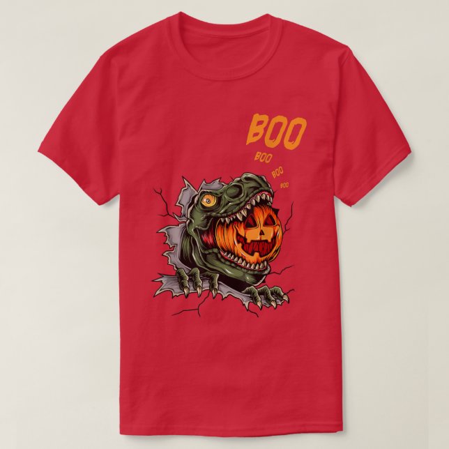 Camiseta Ghost Mummy Dinosaur Engraçado Boo Halloween Homen (Frente do Design)