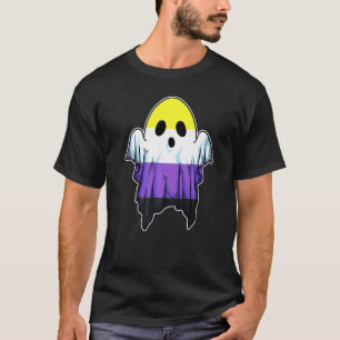Camiseta Ghost não binário bonito Lgbt Halloween Ghost Lgbt