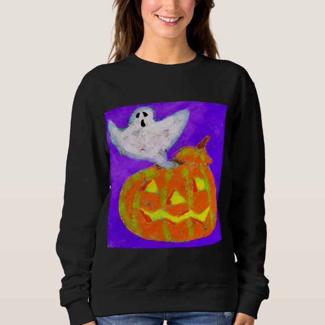 Camiseta Ghost Pumpkin Abstrato Halloween Art para Vestir (Frente)