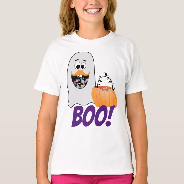 Camiseta Ghost Pumpkin Boo Kids Bobo Bonito Halloween (Frente)