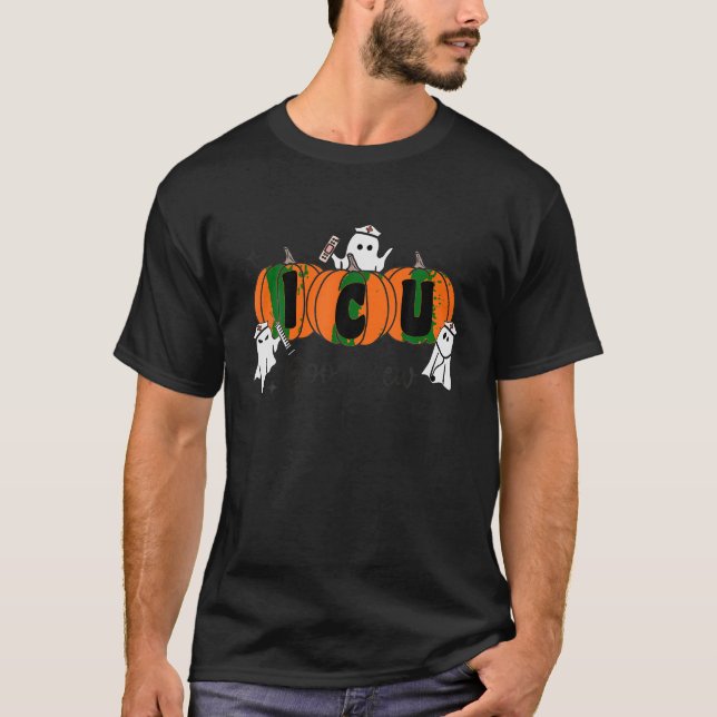 Camiseta Ghost Pumpkin Costume Enfermeiro da UTI (Frente)