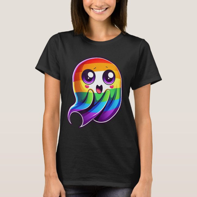 Camiseta Ghost Rainbow Orgulho gay Funny (Frente)