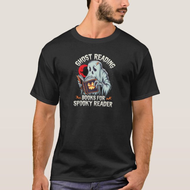 Camiseta Ghost Reader Livros Spooky Reader Livro de Hallowe (Frente)