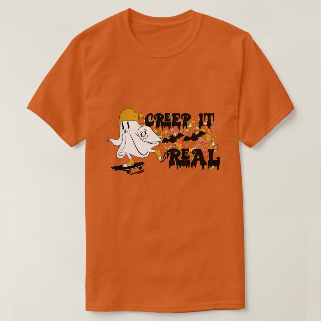 Camiseta Ghost Retro Halloween De Skate Real (Frente do Design)
