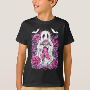 Camiseta Ghost Ribbon Breve Cancer Sensibilização Halloween