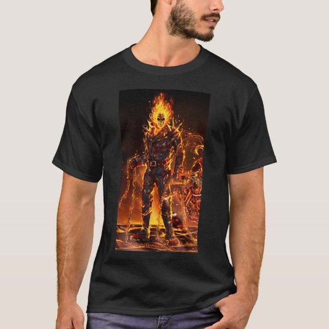 Camiseta Ghost Rider O Homem-Fogo Belos Designs Quentes   (Frente)