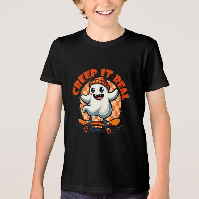 Camiseta Ghost Skating Conselho de Halloween (Frente)