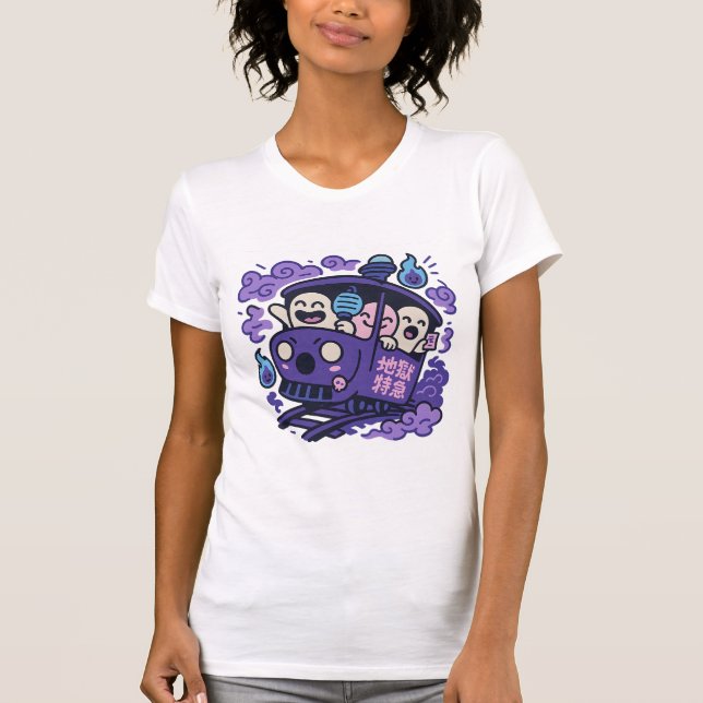 Camiseta Ghost Train Party – Kawaii Spirits on Board (Frente)