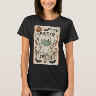 Camiseta Ghost Trick Ou Teeth Dental Tarot Card Halloween D