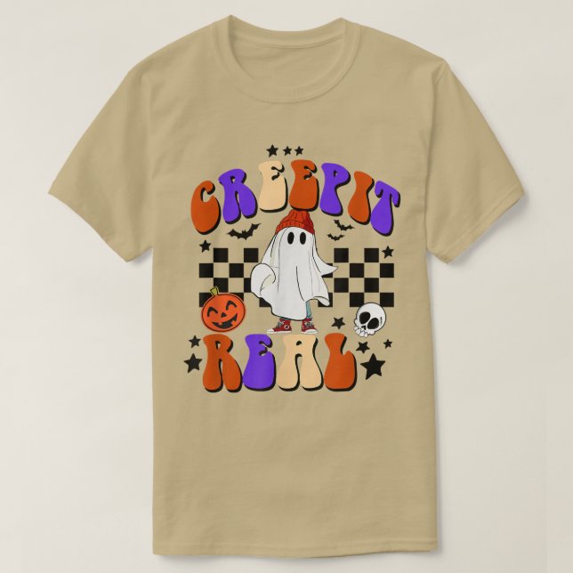 Camiseta Ghost Trick ou Trek Real, Halloween Fall (Frente do Design)