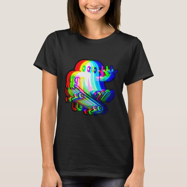 Camiseta Ghost Trippy Vaporwave Halloween Techno Rave Edm M (Frente)