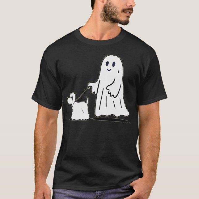 Camiseta Ghost Walking Dog Halloween (Frente)
