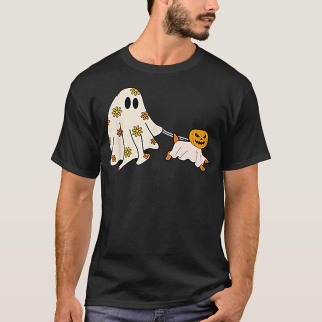 Camiseta Ghost Walking Dog Halloween Costume Ghoul Dog Love (Frente)
