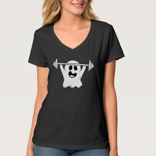 Camiseta Ghost Weightlifting Halloween Fitness Gym Workout (Frente)