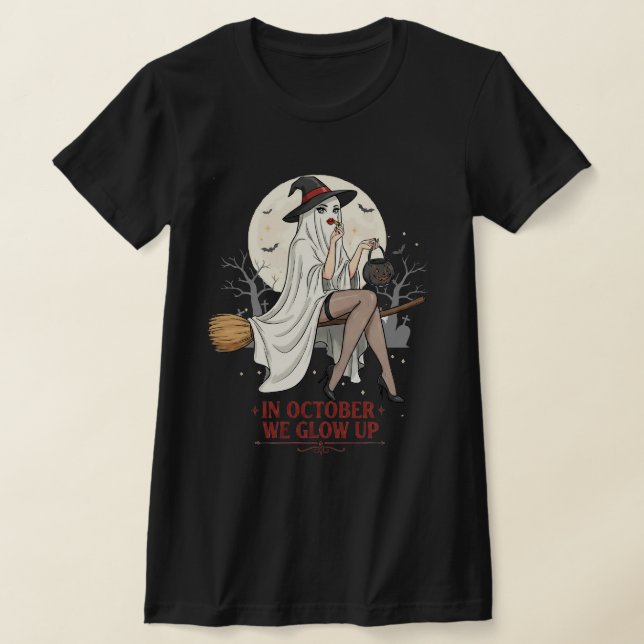 Camiseta Ghost Witch Broom Ride – Halloween  (Postura )