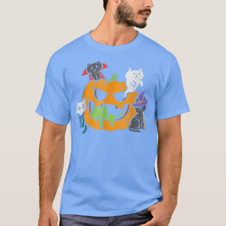 Camiseta Ghost Zombie Vampiro Gatos De Bruxas Em Pumpkin Cu