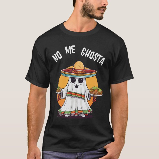 Camiseta Ghosta Engraçado Fantasma do Dia das Bruxas Mexica (Frente)