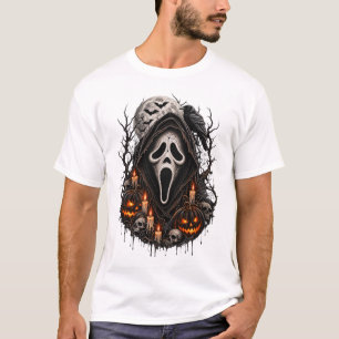 Camiseta Ghostface Halloween, Caveira Rosa Gótica Terror Y2