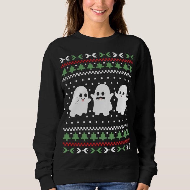 Camiseta Ghosts Halloween Christmas Ugly Sweater (Frente)