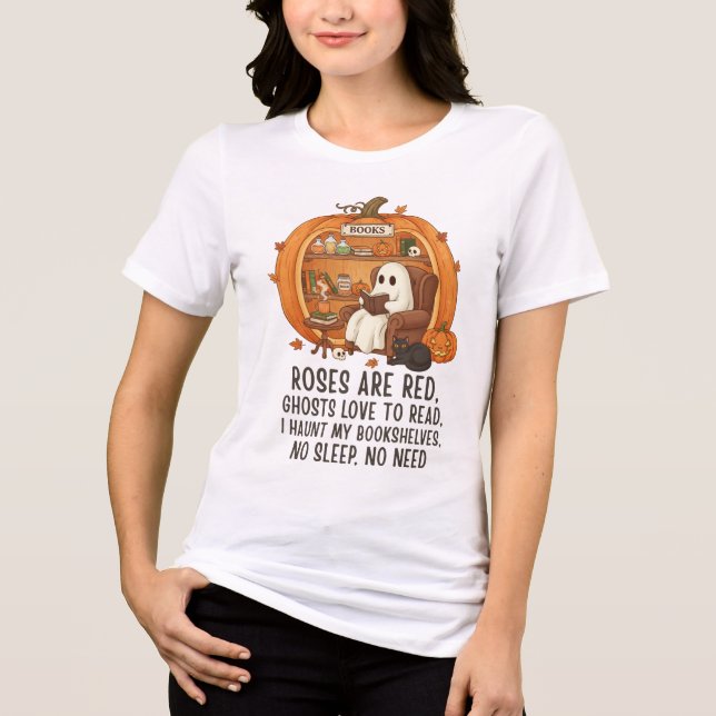 Camiseta Ghosts Love To Read - Funny Halloween Book Lover (Frente)
