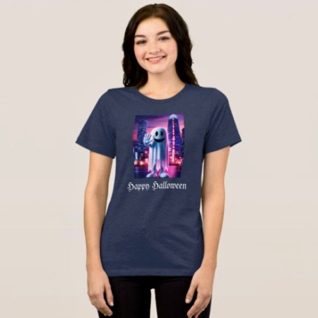 Camiseta Ghosty Wave & Urban Lights  (Comfy tri-blend women’s tee feminine fit, scoop neck, short sleeves, relaxed fit.  
)