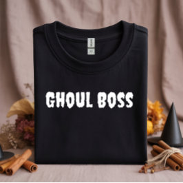 Camiseta Ghoul Boss — tipografia branca halloween
