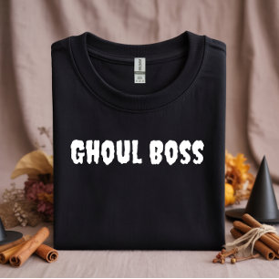 Camiseta Ghoul Boss — tipografia branca halloween