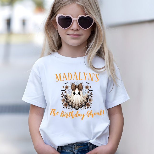 Camiseta Ghoul de Aniversário Personalizado (Halloween Birthday Ghoul Shirt with Lace Ghost)