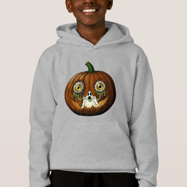 Camiseta Ghoulish Ghost Dripping Eyeballs Jack-O-Lantern (Frente)