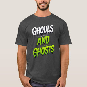 Camiseta Ghouls e Fantasmas - Tipografia Neon Horror Inclin