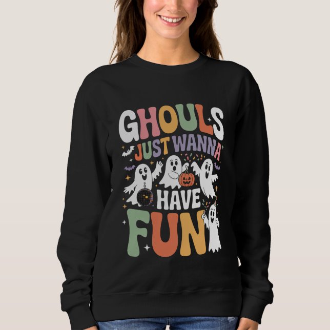 Camiseta Ghouls Just Wanna Have Fun Retro Halloween (Frente)