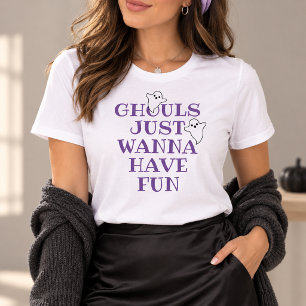 Camiseta Ghouls Just Wanna Have Fun Roxo de Halloween