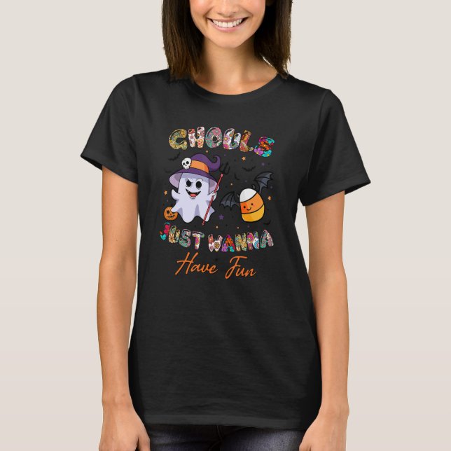 Camiseta Ghouls Só Quer Divertir-Se Com O Costum De Hallowe (Frente)