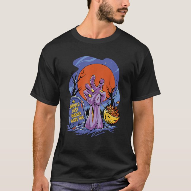 Camiseta Ghouls Só Quer Divertir-Se Com Zombie Halloween En (Frente)