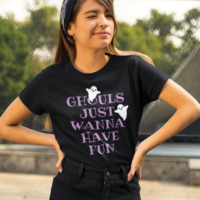 Camiseta Ghouls Só Quer Divertir-Se No Dia Das Bruxas Roxas (Criador carregado)
