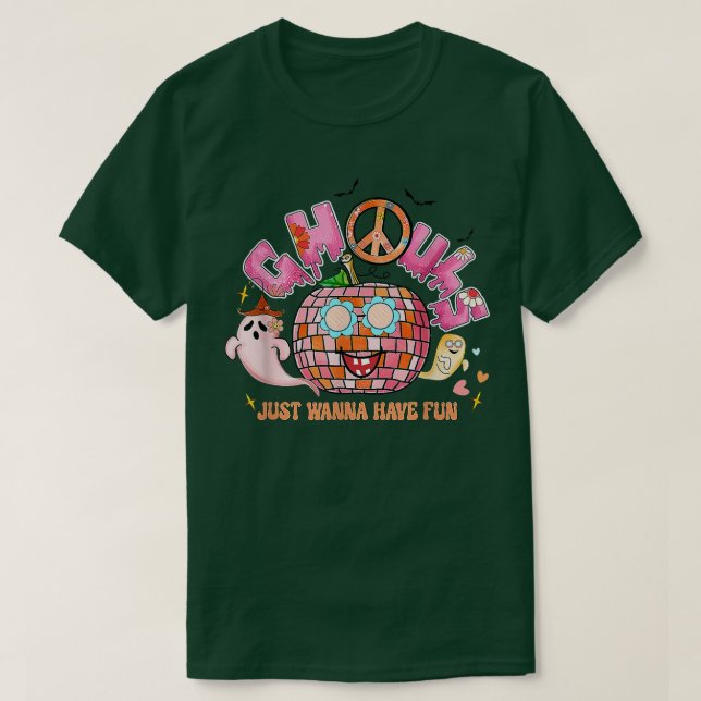 Camiseta Ghouls Só Quer Divertir-Se, Pumpkin Ha (Frente do Design)
