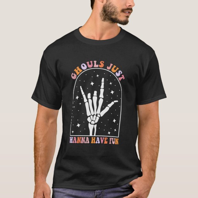 Camiseta Ghouls Só Quer Divertir-Se Retro Bachelorette. (Frente)