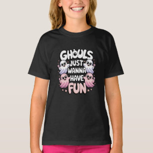 Camiseta Ghoun quer divertir-se no Dia das Bruxas Puras Ros