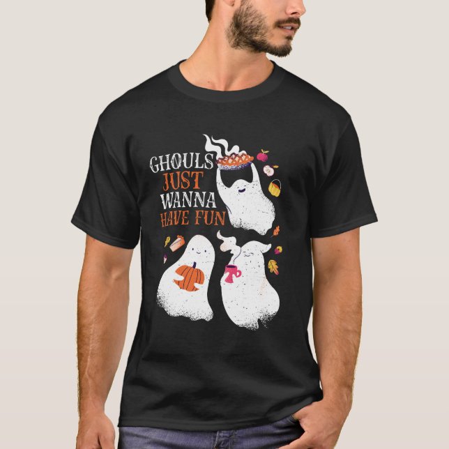 Camiseta Ghous De Dia de as Bruxas engraçado Só Querem Se D (Frente)