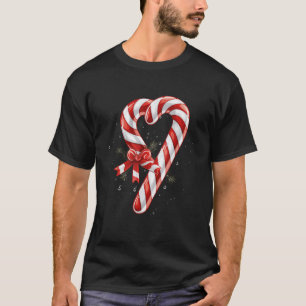 Camiseta Giant Candy Cane Heart Christmas Gifts Red and Whi