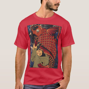 Camiseta Giant Carp Koi Fish Japonês Samurai Warriight