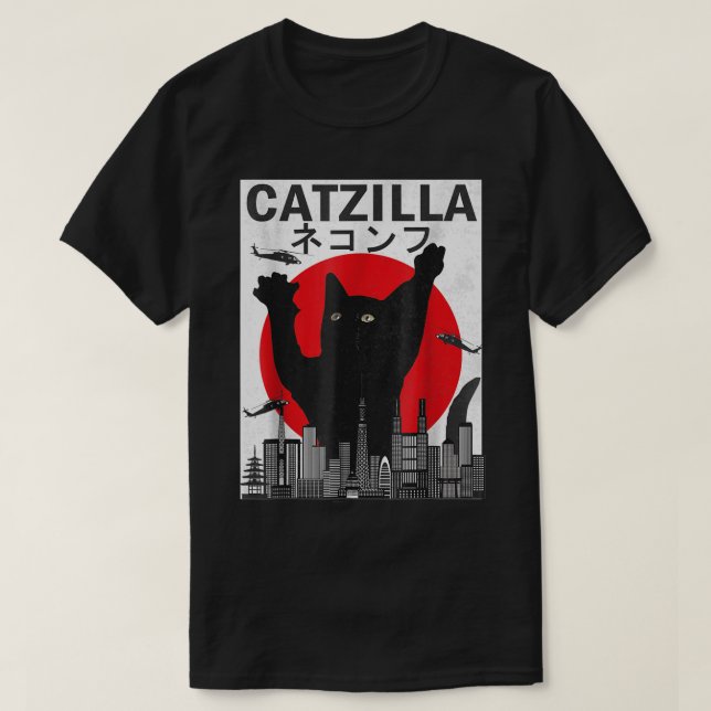 Camiseta Giant Cat Tokyo Funny Design (Frente do Design)