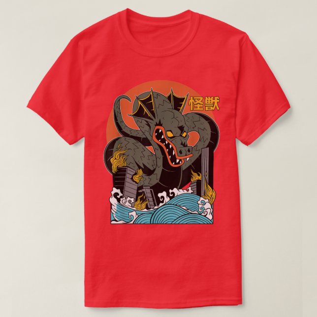 Camiseta Giant Dragon Sunset Japonês (Frente do Design)