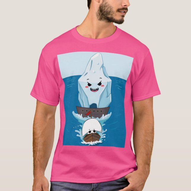 Camiseta Giant Iceberg perseguindo um navio minúsculo (Frente)