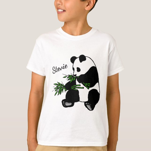 Camiseta Giant Panda Eats Bamboo Name   (Frente)