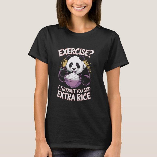 Camiseta Giant Panda Funny Gym Workout Sayings Comida Malha (Frente)