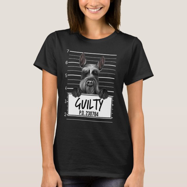 Camiseta Giant Schnauzer Mugshot Guilty Dog (Frente)