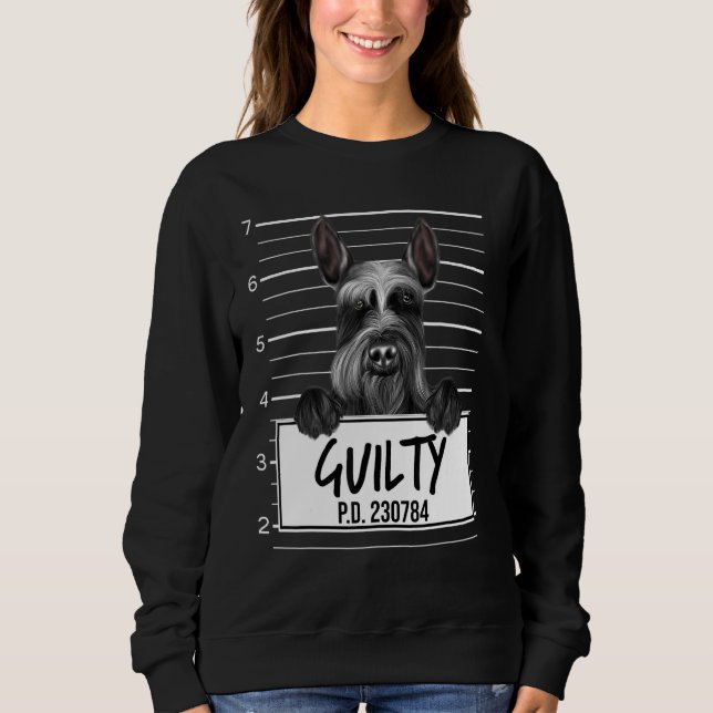 Camiseta Giant Schnauzer Mugshot Guilty Dog (Frente)
