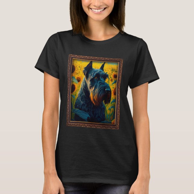 Camiseta Giant Schnauzer Painting Sunflower Flower Mom Wome (Frente)