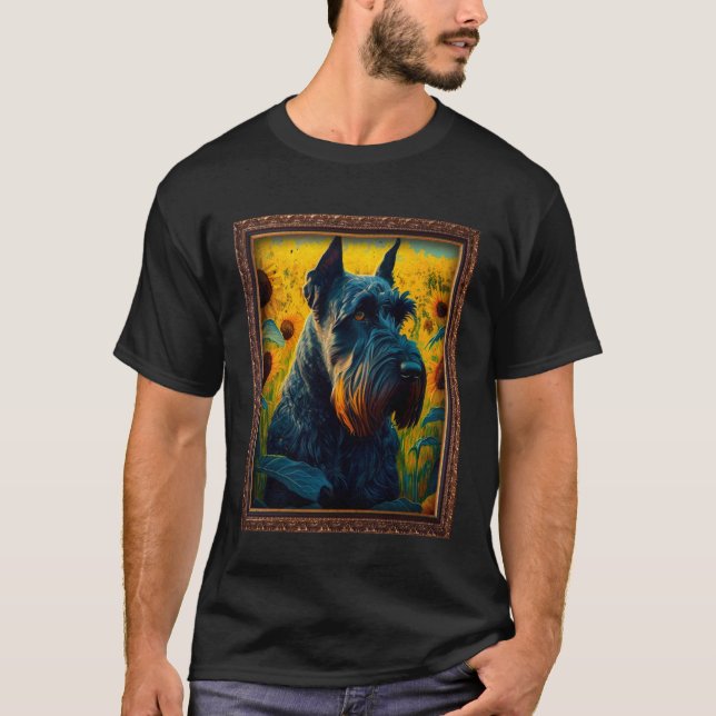 Camiseta Giant Schnauzer Painting Sunflower Flower Mom Wome (Frente)